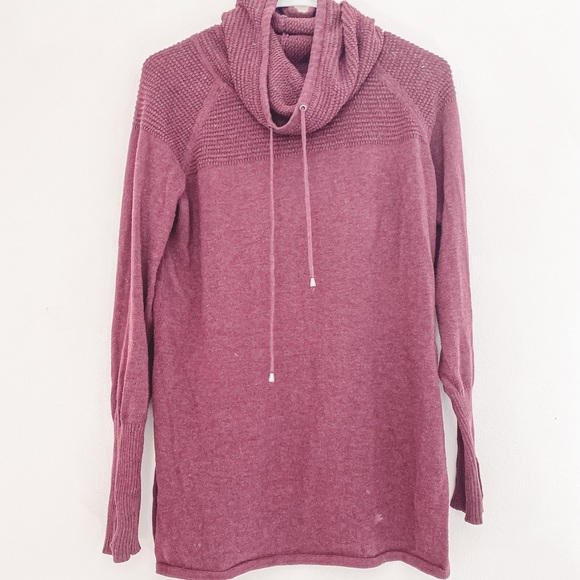 Artisan NY Maroon purple long turtle neck knitted warm sweater - Picture 4 of 6